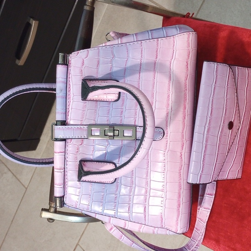Chic Lavender Crocodile-Embossed Satchel